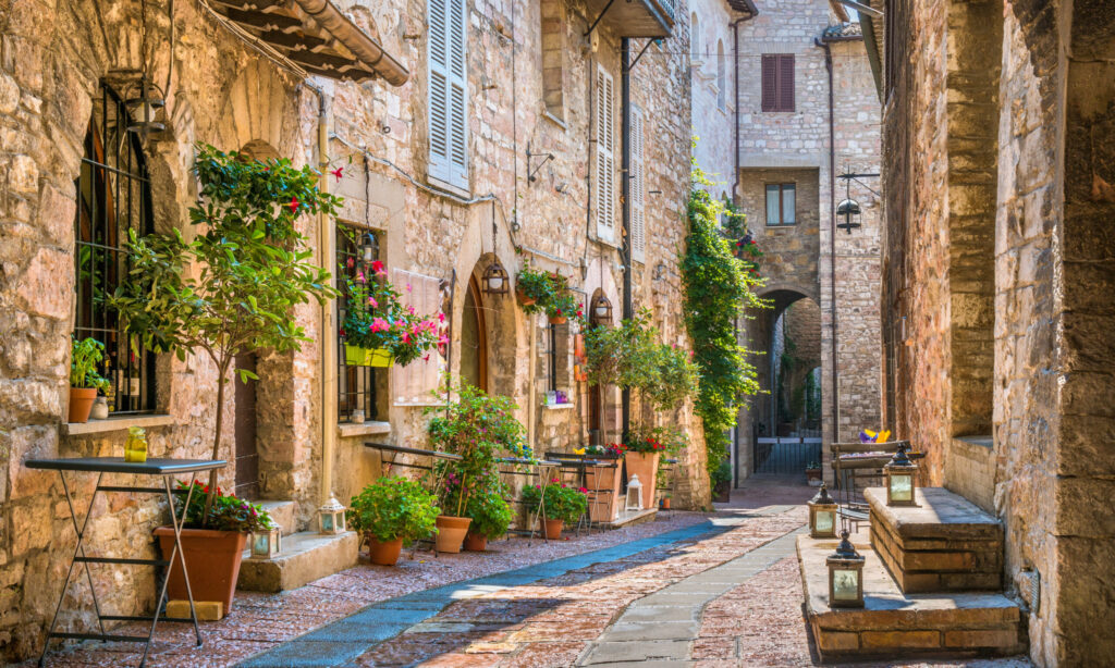 A picturesque sight in Assisi in the Province of Perugia in Umbria
