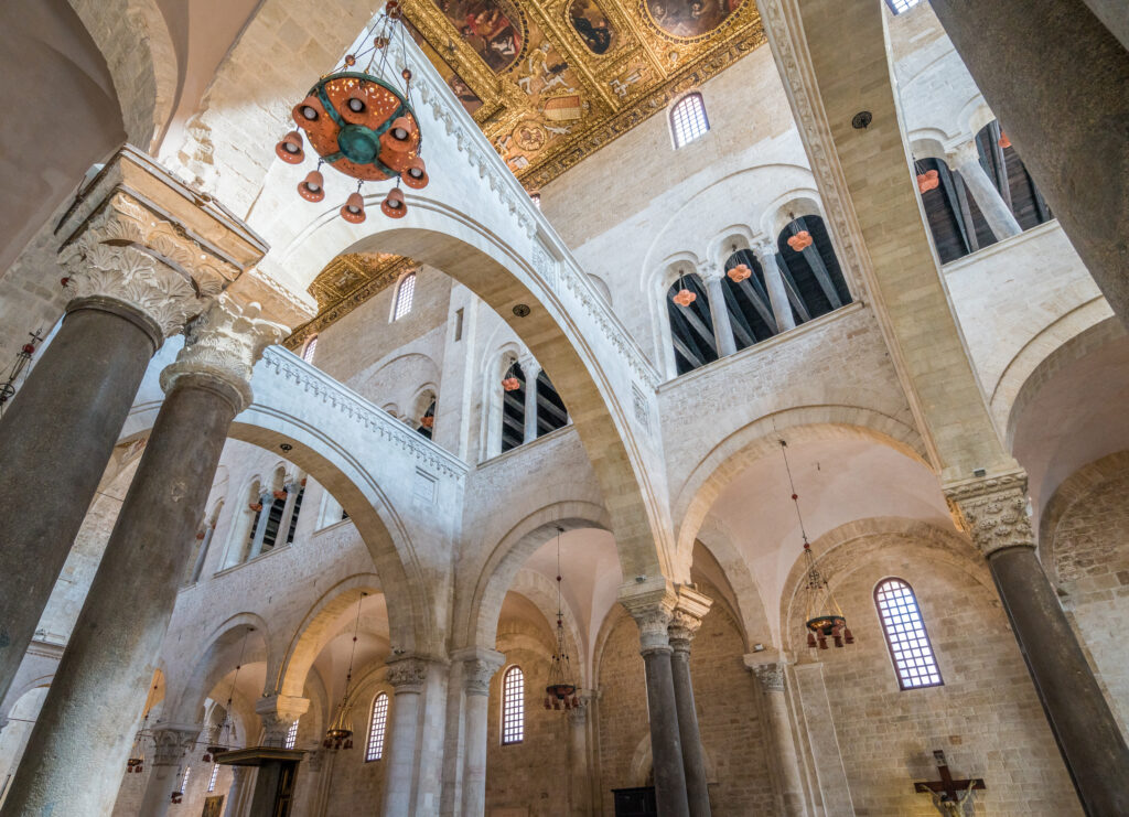 Interior of San Nicola Church in Bari in South Italy