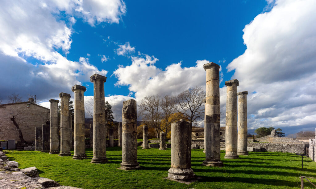The columns of the Basilica si Saepinum in Molise region