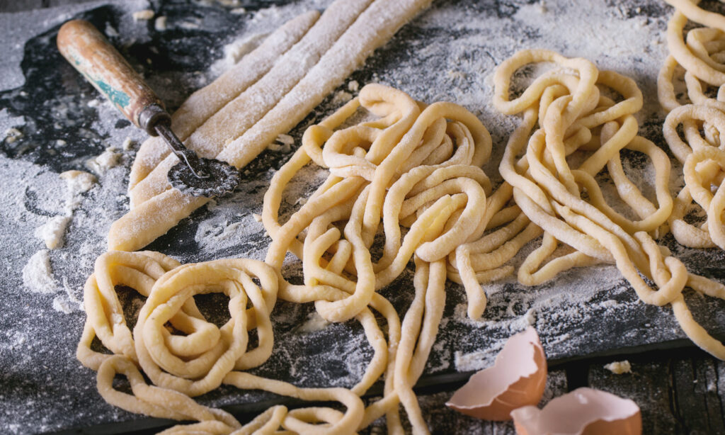 Fresh homemade pasta called Pici
