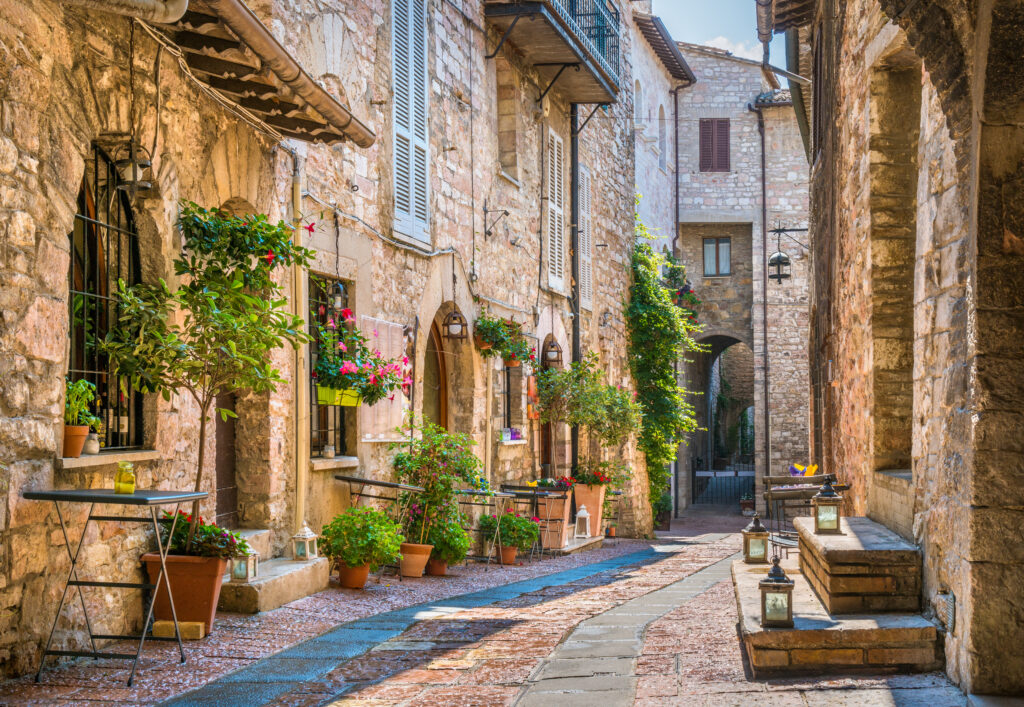 A picturesque sight in Assisi in the Province of Perugia in Umbria