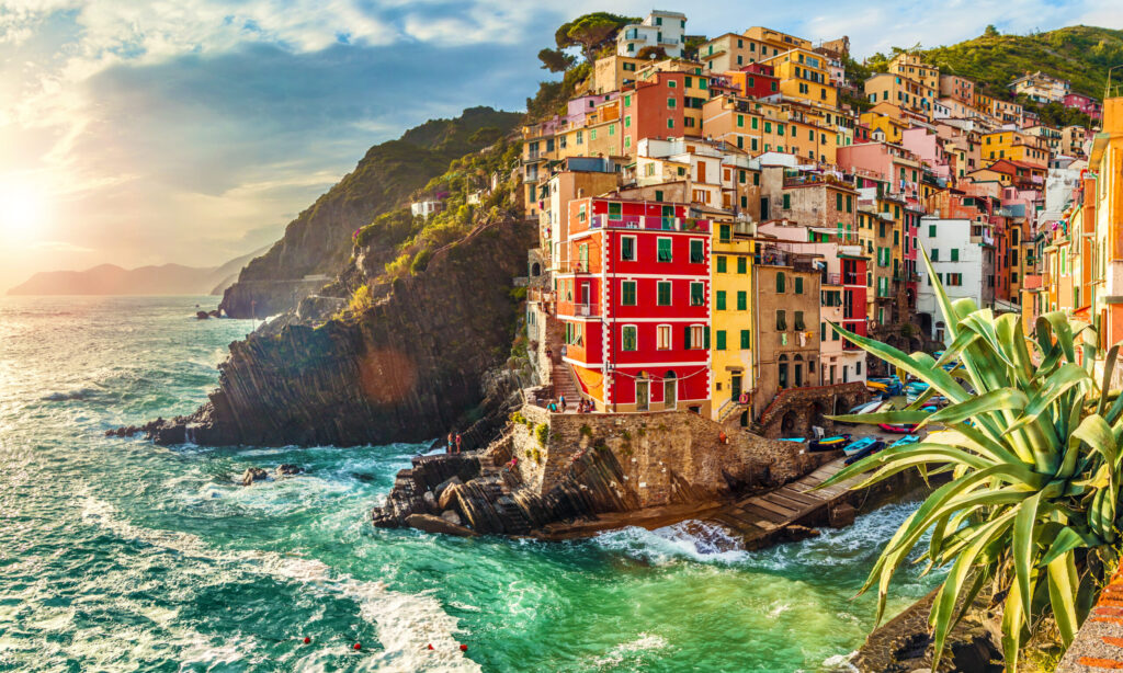 Colorful houses in Riomaggiore in the Cinque Terre in Liguria