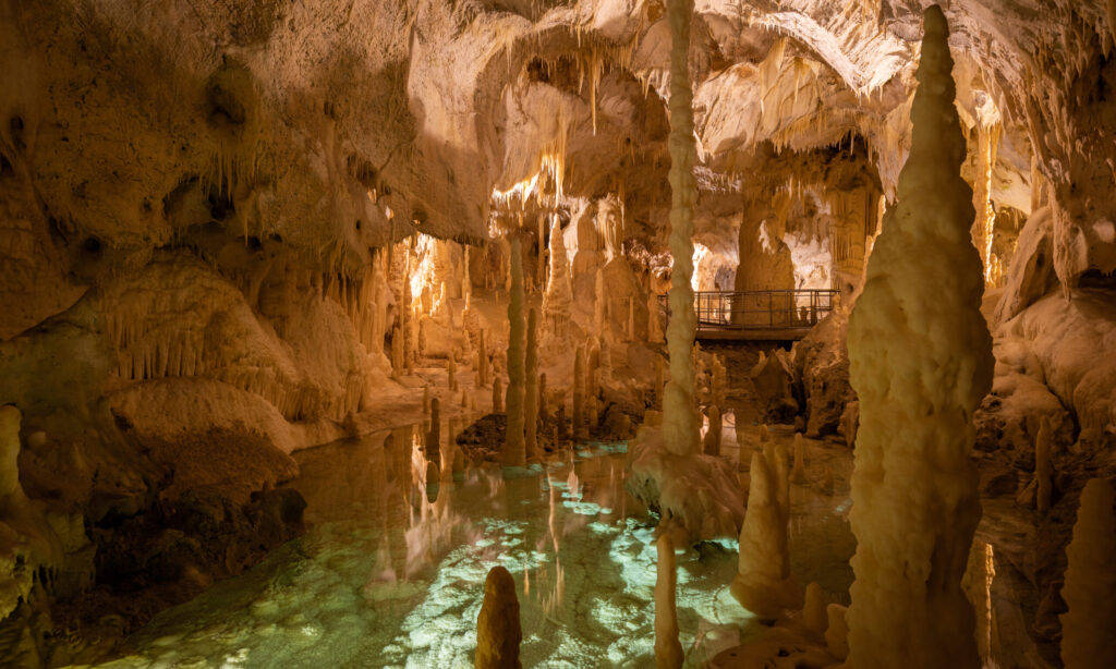 The Frasassi caves, a huge karst cave system in Italy