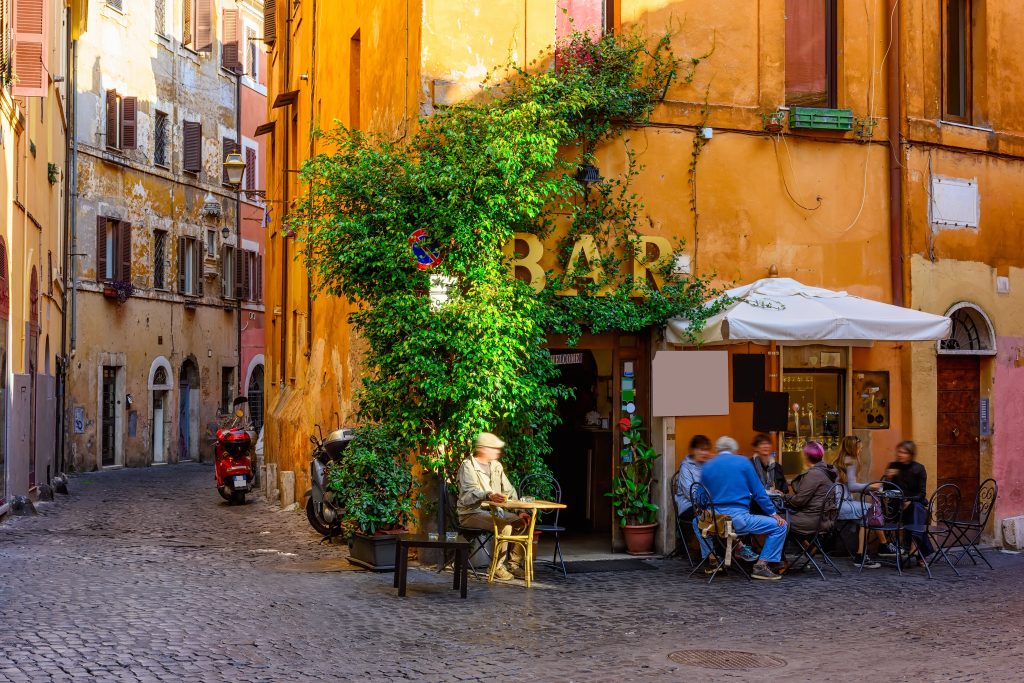 Cozy old street in Trastevere in Rome.