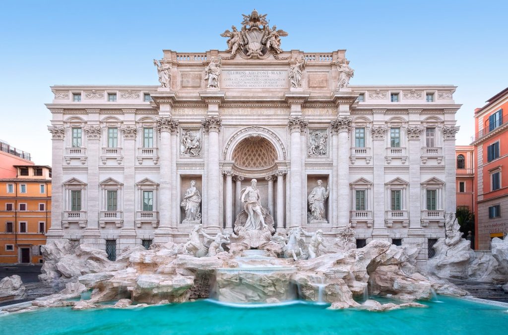 The famous Trevi fountain in Rome, Italy.