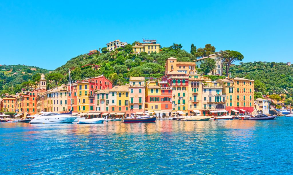 Panorama of Portofino - luxury resort on the Italian riviera in Liguria, Italy