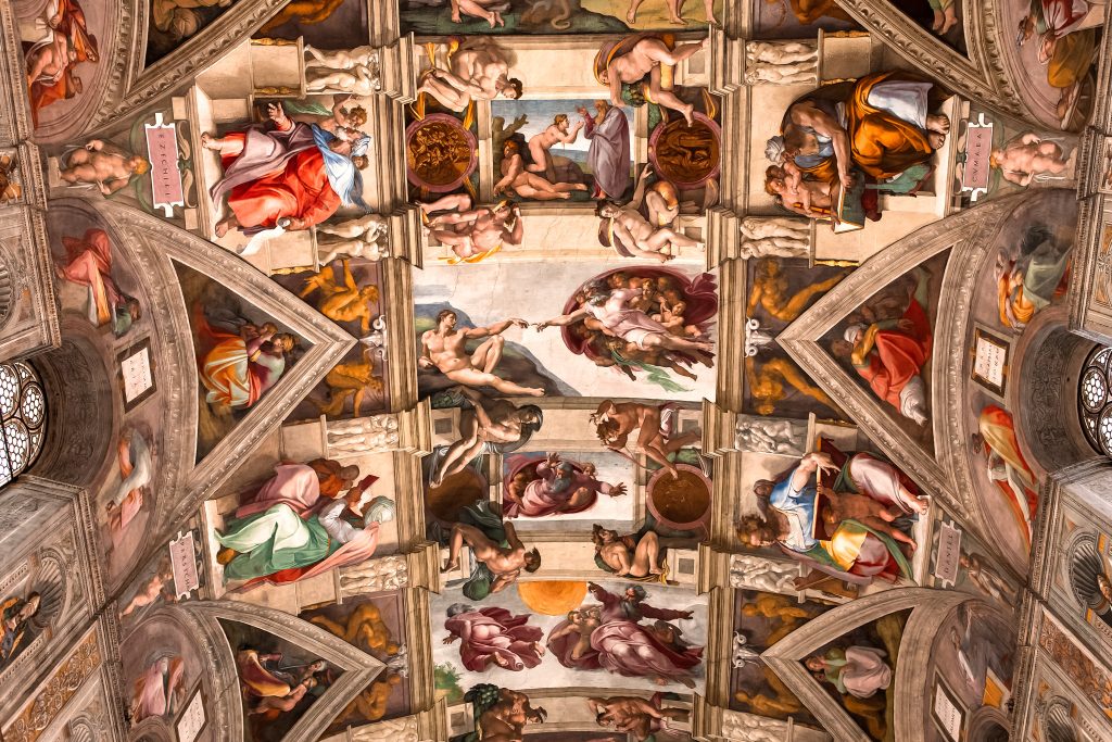 Interiors and details of the Sistine Chapel, Vatican city.