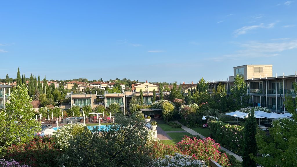 Hotel at Lake Garde with garden view.