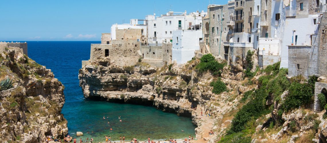 Polignano a mare, town on the rocks. Puglia, Italy