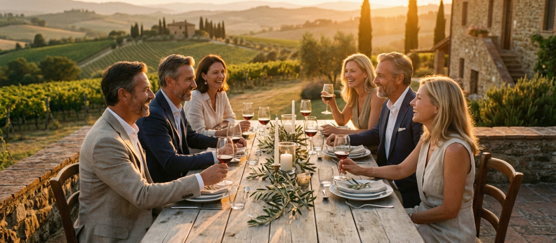 Corporate event versus experience in Italy, illustrating a contrast between structured business gatherings and immersive, meaningful, outcome-driven experiences in inspiring Italian settings.
