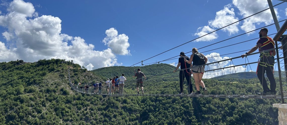 Team activity hanging bridge